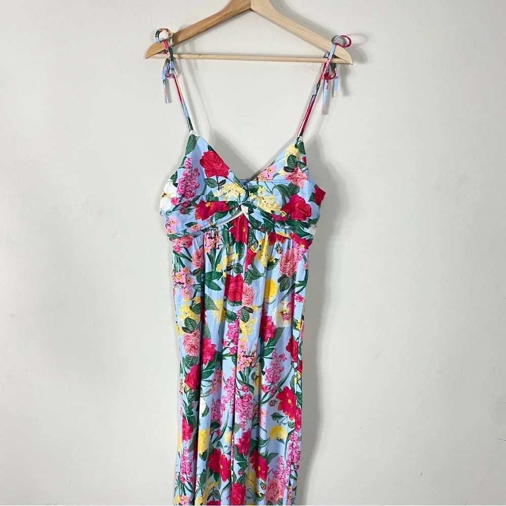 NEW Old Navy Multifloral Tie-Shoulder Cropped Twist-Front Smocked Jumpsuit - M